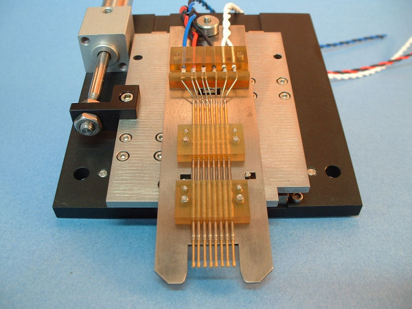 Automated probe connector for testing LEDs